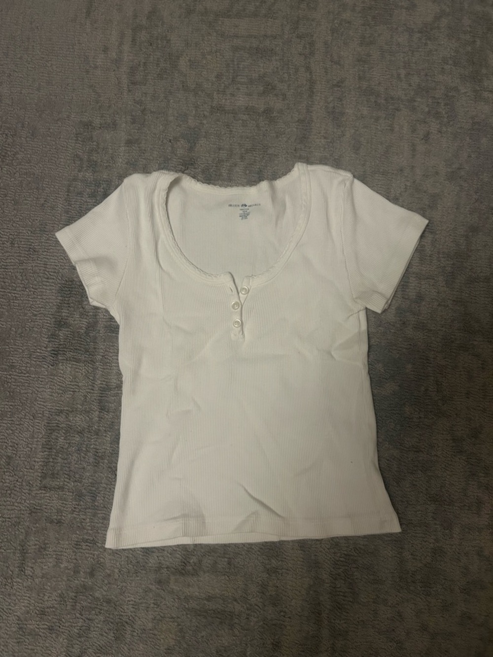 Brandy Melville White Ribbed Henley Top